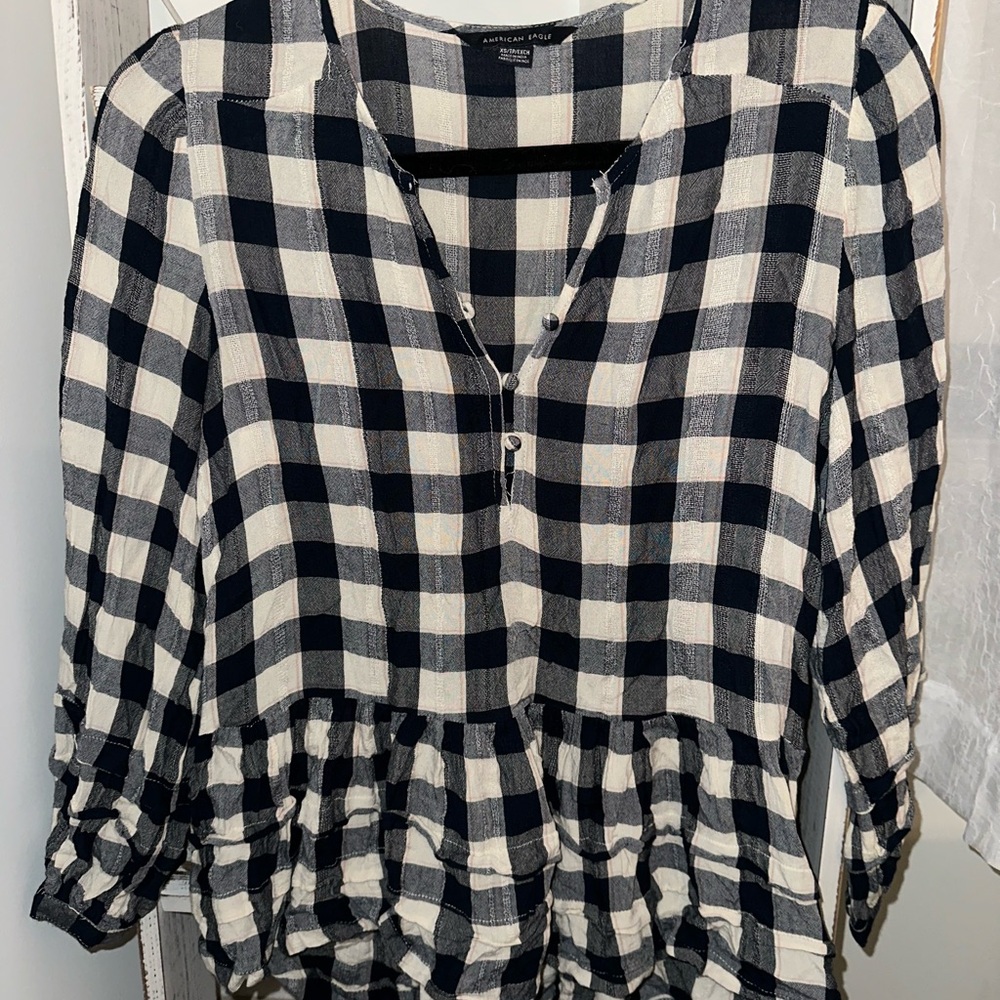 Checkered Black and White Women's Top